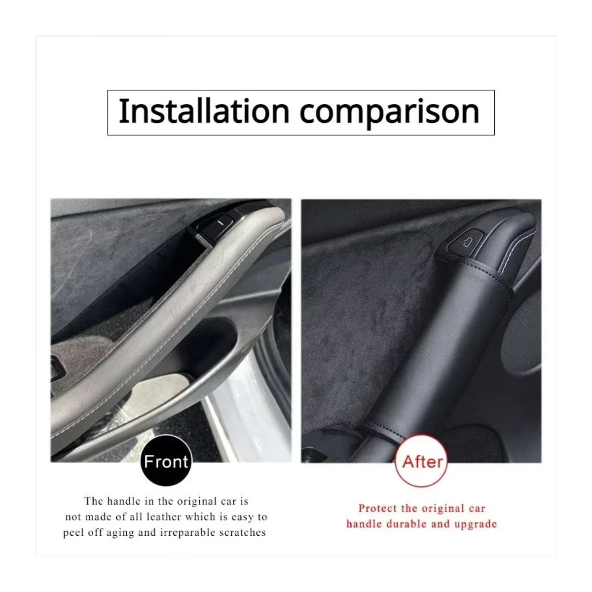 YouGallop Leder Türgriff-Schutzabdeckung für Tesla Model 3 und Model Y Juniper, Schwarz - Bild 2