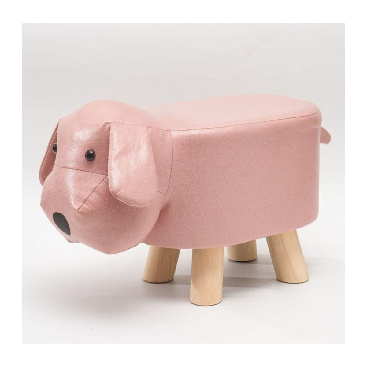 Your Warm Home Kinderhocker im skandinavischen Stil aus Massivholz und Bambus mit Kunstleder in Rosa - Bild 1