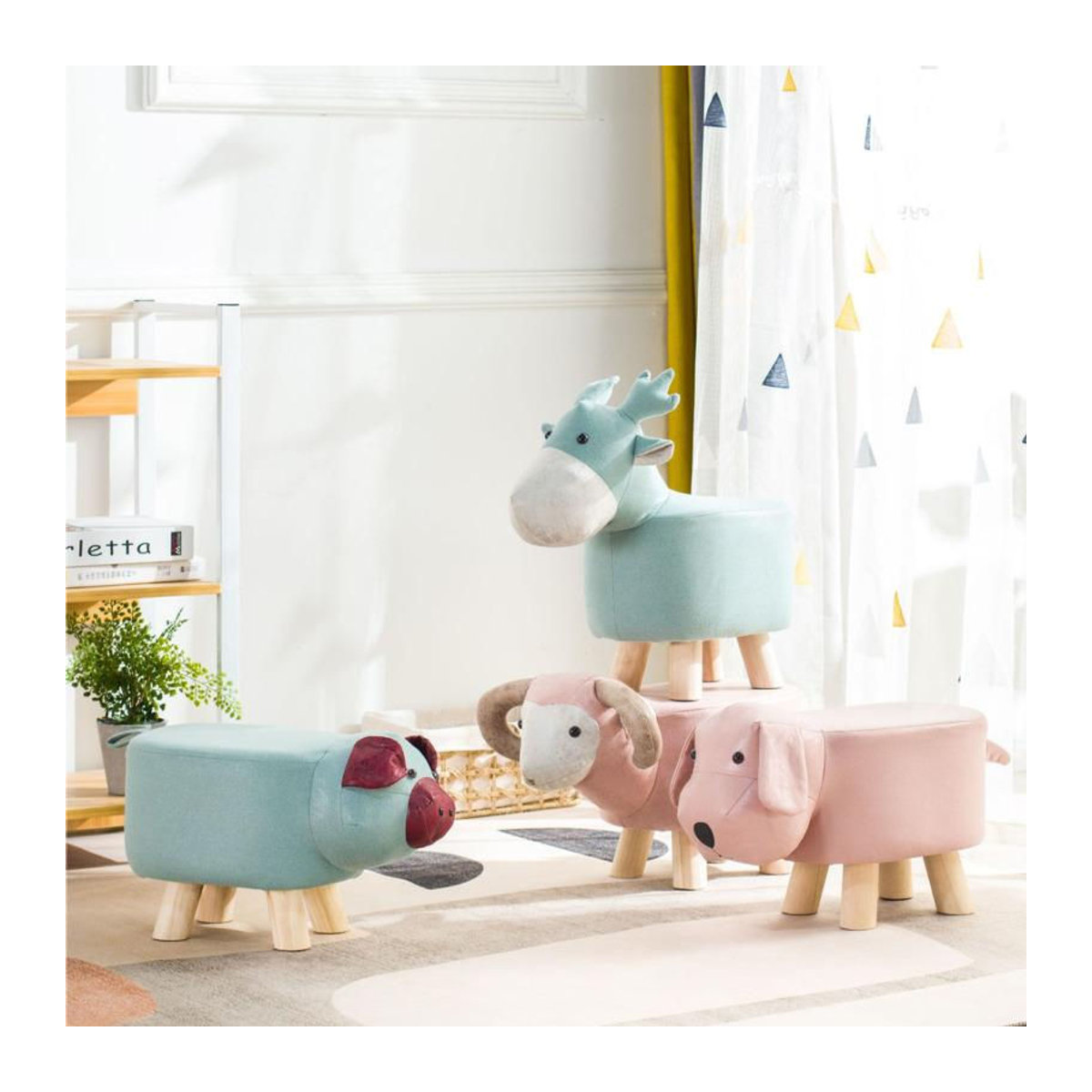 Your Warm Home Kinderhocker im skandinavischen Stil aus Massivholz und Bambus mit Kunstleder in Rosa - Bild 2