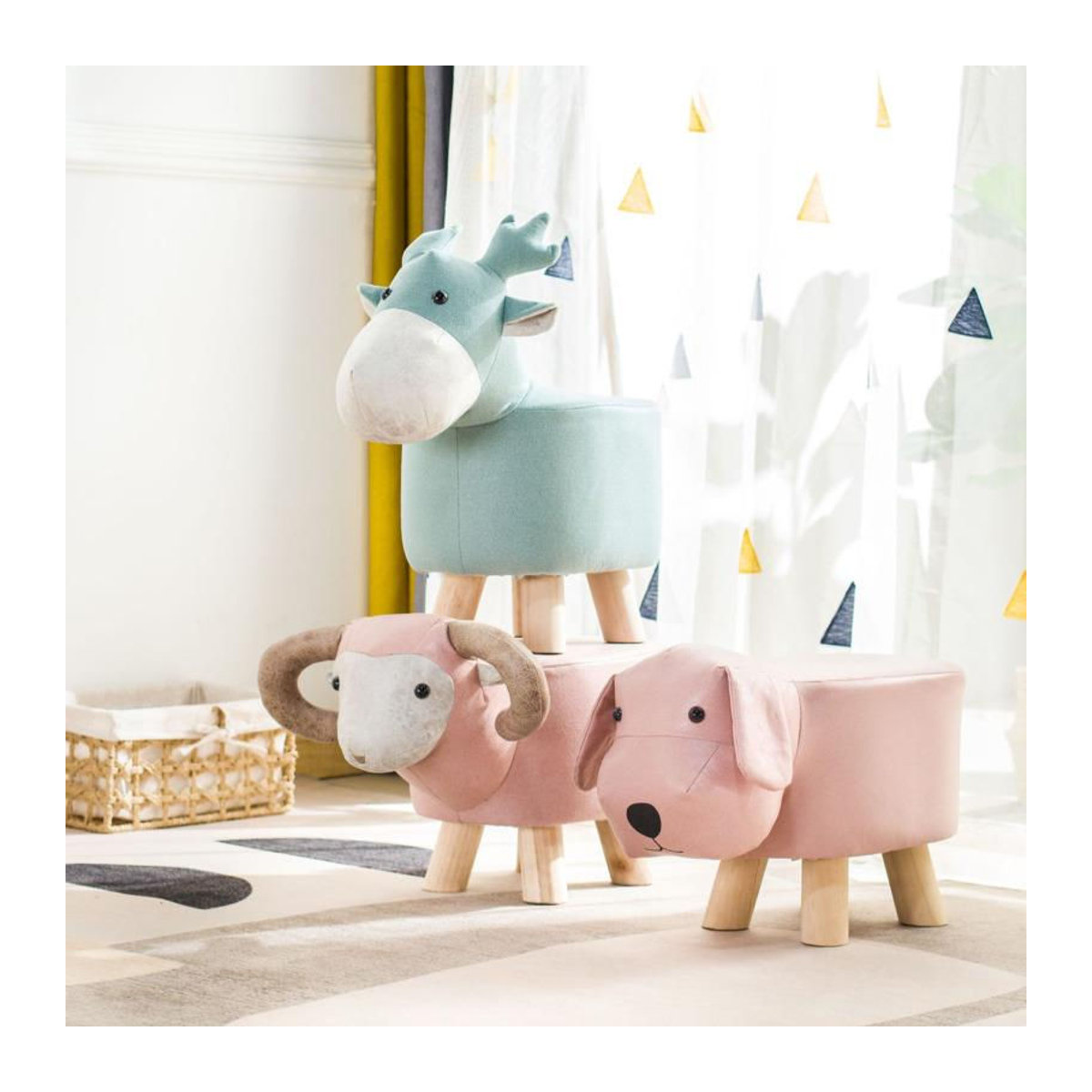 Your Warm Home Kinderhocker im skandinavischen Stil aus Massivholz und Bambus mit Kunstleder in Rosa - Bild 4