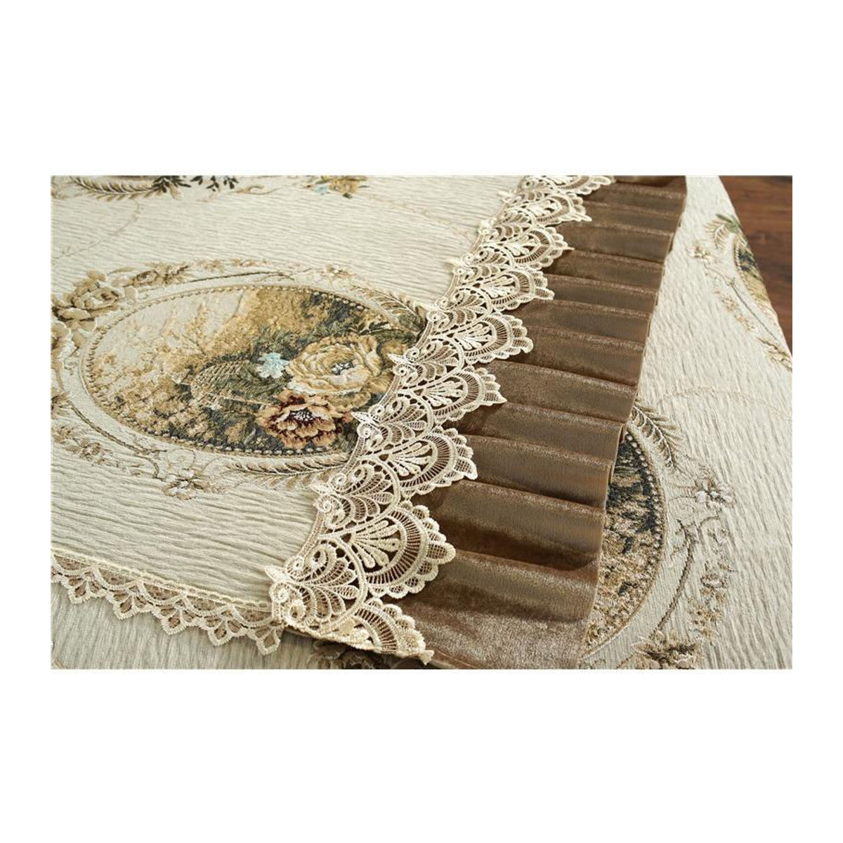 Your Warm Home Sofa Kissenbezug aus Chenille mit europäischer Stickerei Spitze in Hellgrau, B/T/H: 70 x 70 cm - Bild 8