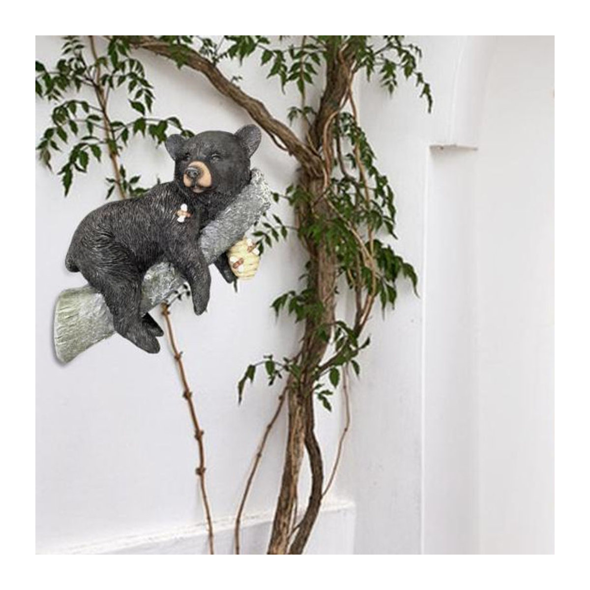 Yousheng Bärenstatue aus Kunstharz als handbemalte Baumumwicklungsskulptur für den Außenbereich in Schwarz - Bild 5