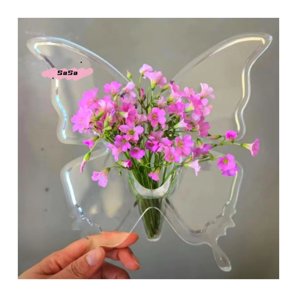YOWEI Dekorative Glasvase in Schmetterlingsform, transparentes Design für Schnittblumen und Topfpflanzen, modernes Design in unregelmäßiger Form - Bild 4