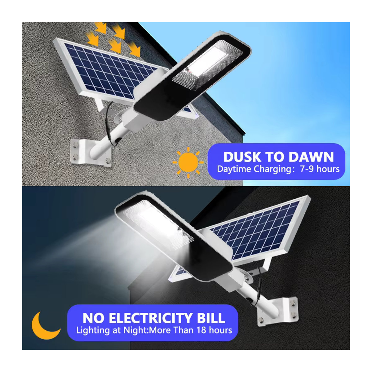 YQCHEZI 2er Set Solar Wandleuchten 200W mit 6000mAh Akku, Wasserdichte LED Außenbeleuchtung für Garten und Garage, Schwarz/Weiß - Bild 3