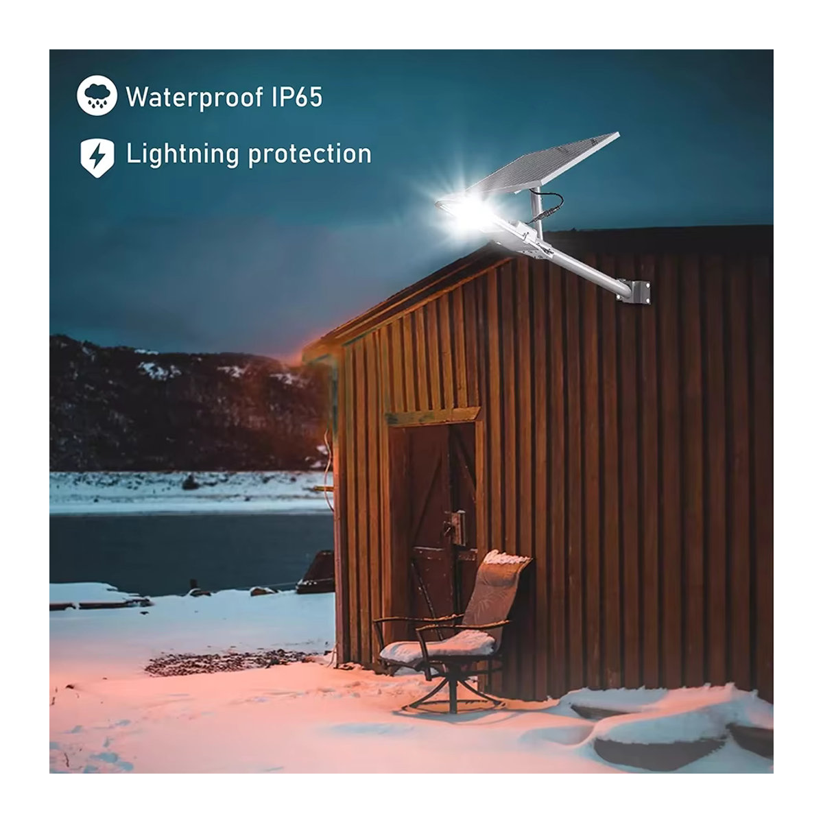YQCHEZI 2er Set Solar Wandleuchten 200W mit 6000mAh Akku, Wasserdichte LED Außenbeleuchtung für Garten und Garage, Schwarz/Weiß - Bild 5