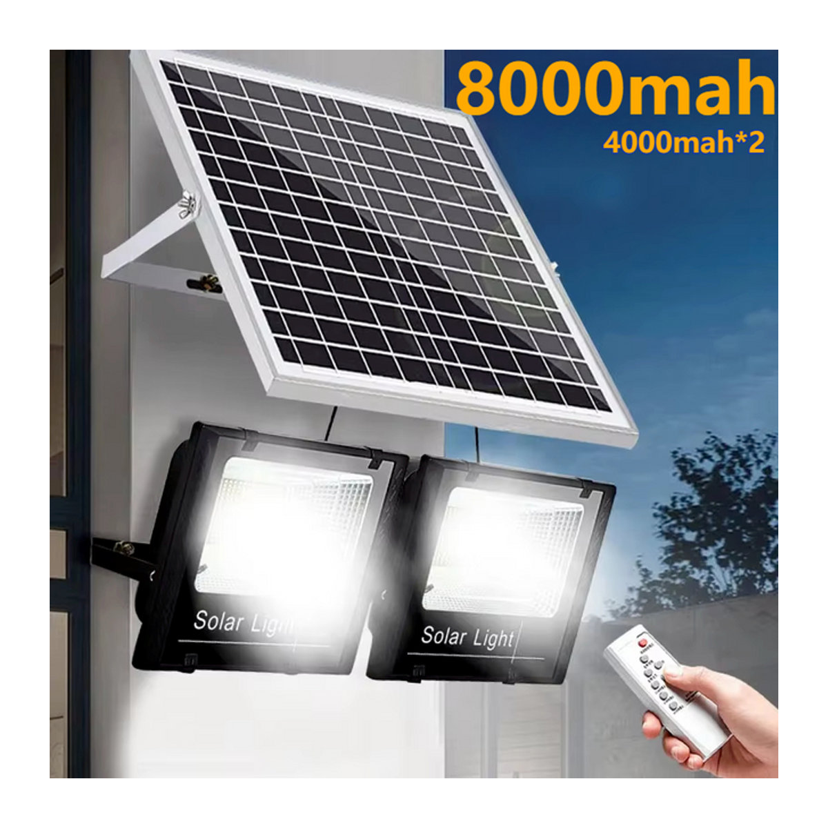 YQCHEZI LED Solar Außenstrahler Schwarz Modern mit Aluminium Solarpanel als Wasserdichte Garten Wandlampe mit 2 Köpfen - Bild 1
