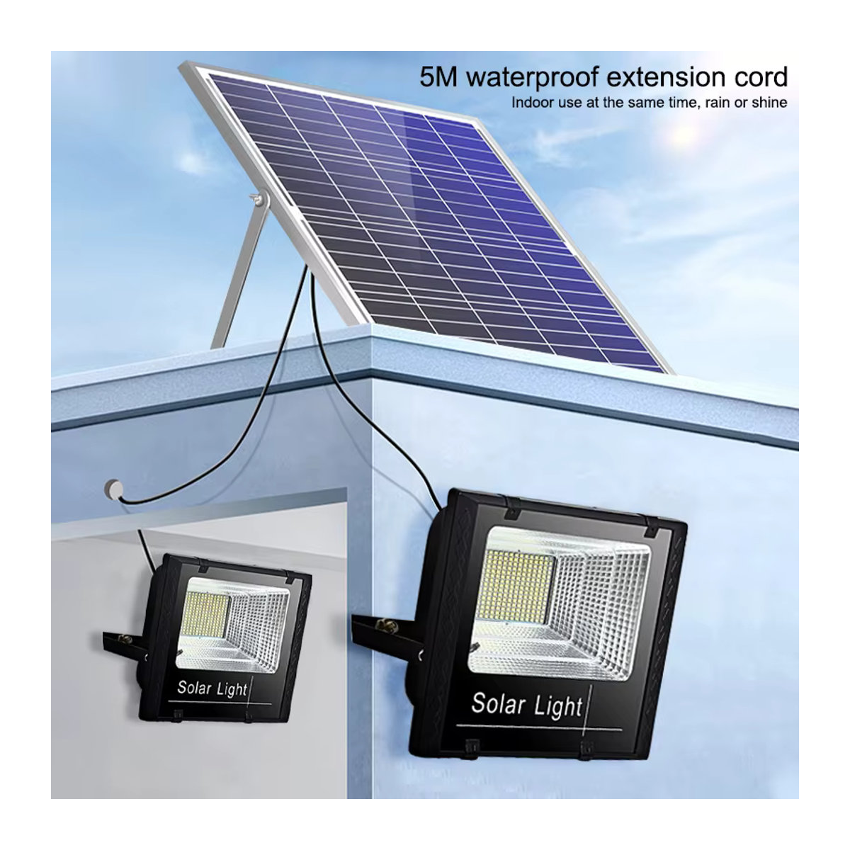 YQCHEZI LED Solar Außenstrahler Schwarz Modern mit Aluminium Solarpanel als Wasserdichte Garten Wandlampe mit 2 Köpfen - Bild 3