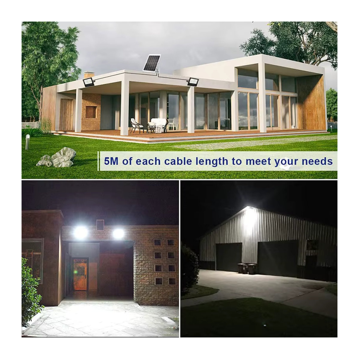 YQCHEZI LED Solar Außenstrahler Schwarz Modern mit Aluminium Solarpanel als Wasserdichte Garten Wandlampe mit 2 Köpfen - Bild 6