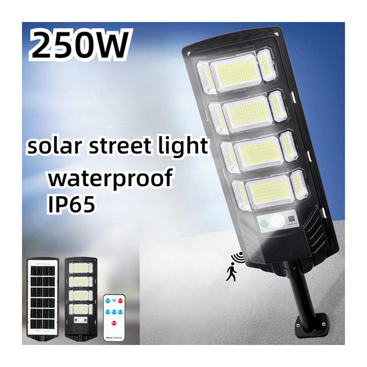 YQCHEZI LED Solar Wandleuchte mit Bewegungssensor, 10000lm Solar Scheinwerfer für den Außenbereich, Schwarz - Bild 1