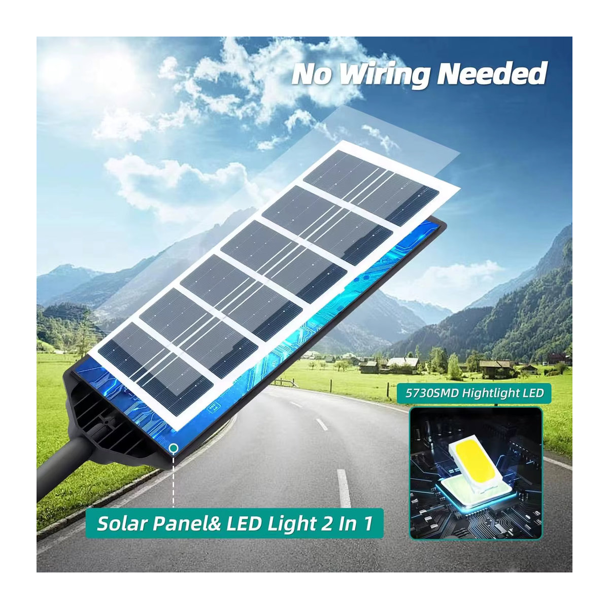 YQCHEZI LED Solar Wandleuchte mit Bewegungssensor, 10000lm Solar Scheinwerfer für den Außenbereich, Schwarz - Bild 5