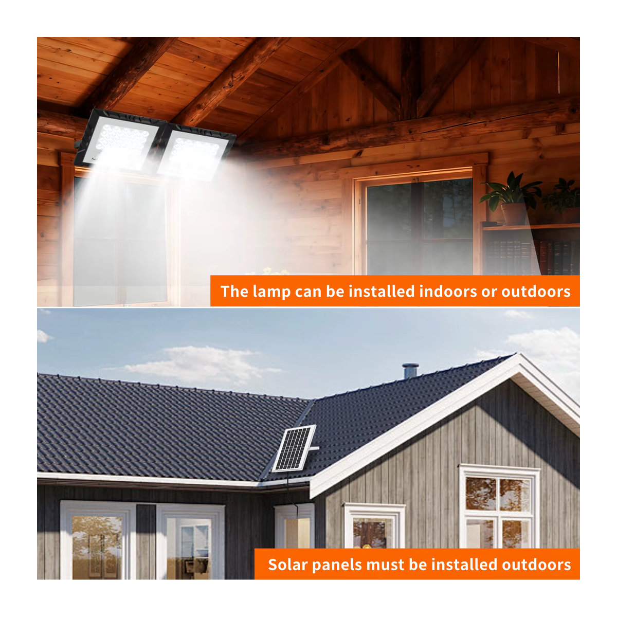 YQCHEZI LED-Solarleuchte mit 2 Köpfen, Schwarz, IP67 Wasserdicht, Modernes Flutlicht mit Aluminium-Solarpanel für den Garten - Bild 4