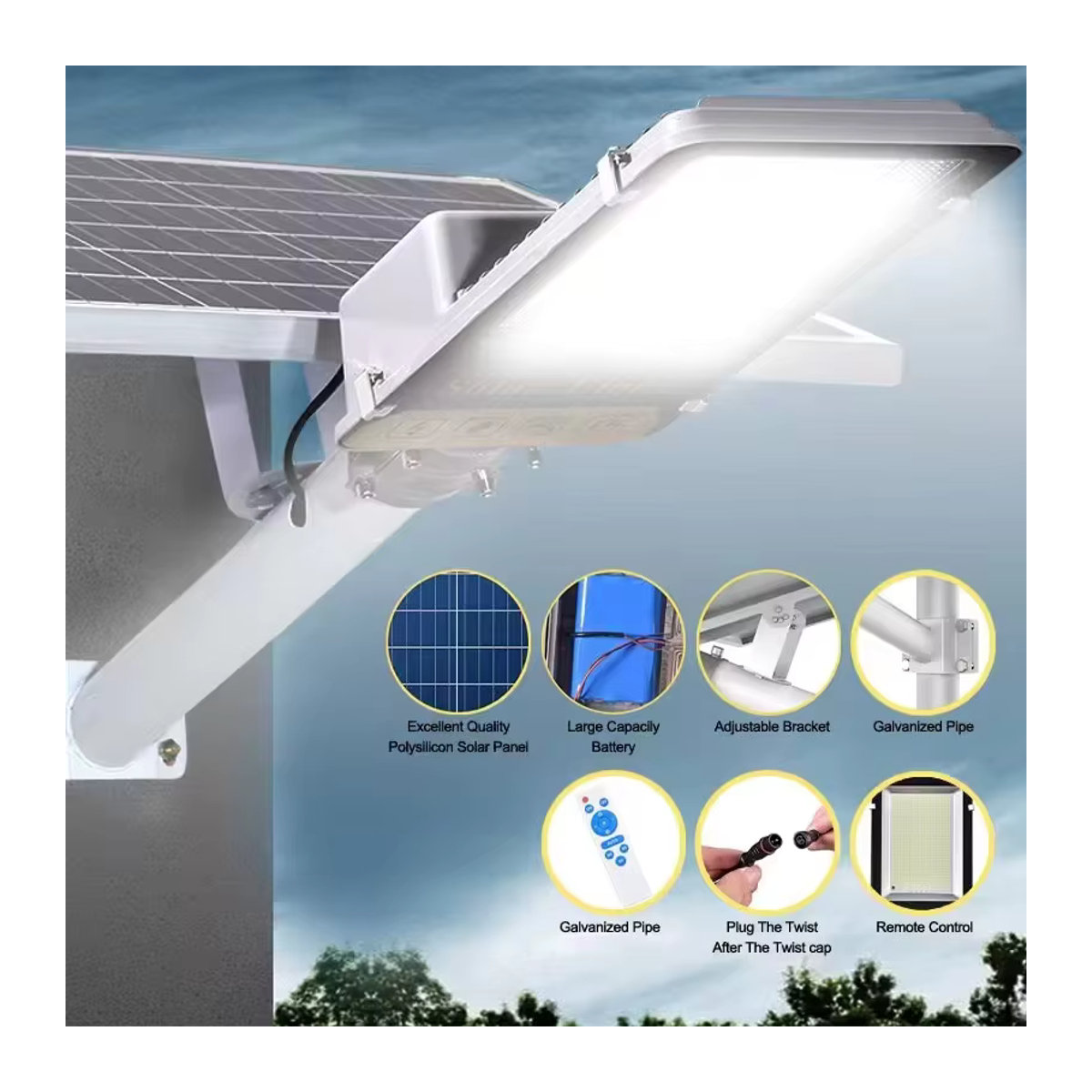 YQCHEZI LED Wandleuchte aus Aluminium in Schwarz, moderne Solar-Außenleuchte mit 8000mAh High Power für Garten, Terrasse und Garage - Bild 2