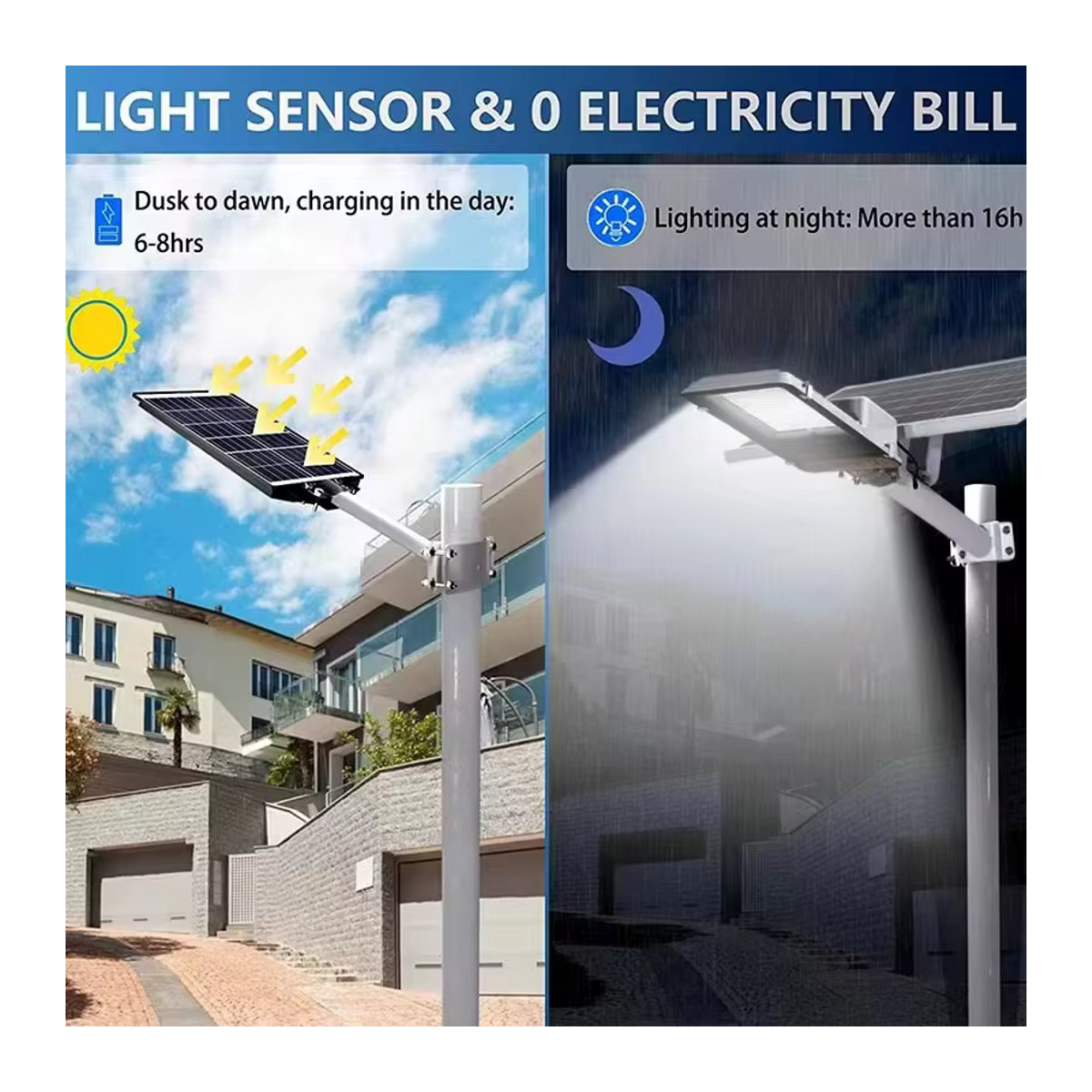 YQCHEZI LED Wandleuchte aus Aluminium in Schwarz, moderne Solar-Außenleuchte mit 8000mAh High Power für Garten, Terrasse und Garage - Bild 4