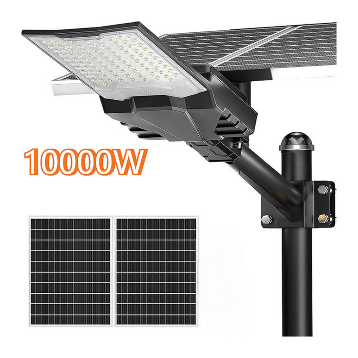 YQCHEZI Solar-Außenstrahler LED 10000W Kaltweiß Schwarz Modern Wasserdichte Solar-Straßenleuchte für Garten und Parkplatz - Bild 1