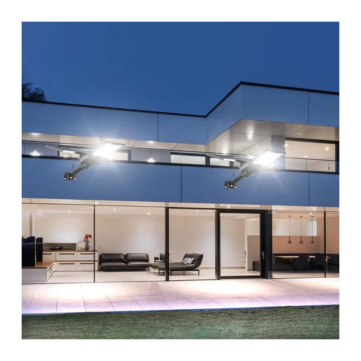 YQCHEZI Solar-Außenstrahler LED 10000W Kaltweiß Schwarz Modern Wasserdichte Solar-Straßenleuchte für Garten und Parkplatz - Bild 3