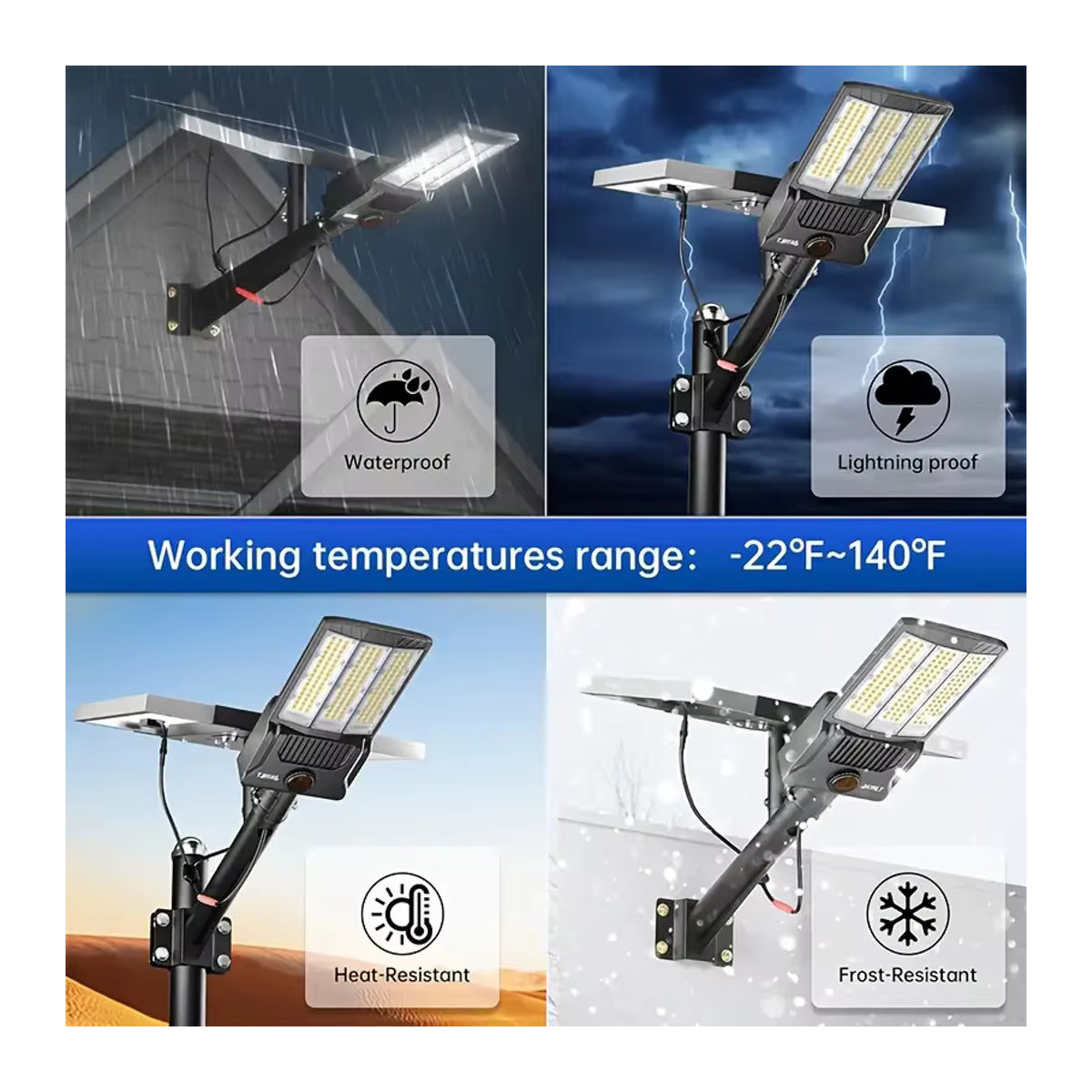 YQCHEZI Solar Außenstrahler mit 2 Solarpanels und Motion Sensor, 25000 mAh LED Flutlicht in Schwarz - Bild 2