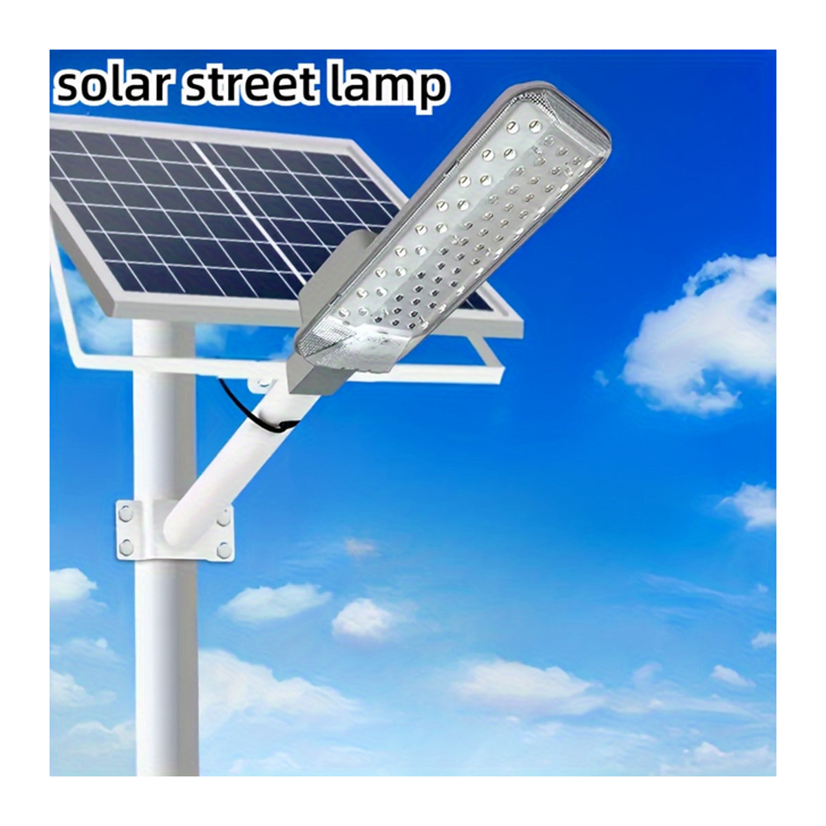 YQCHEZI Solar-Straßenlaterne für den Außenbereich in Silber, moderne wasserdichte Solarleuchte mit hoher Helligkeit und Weitwinkel-Beleuchtung - Bild 1