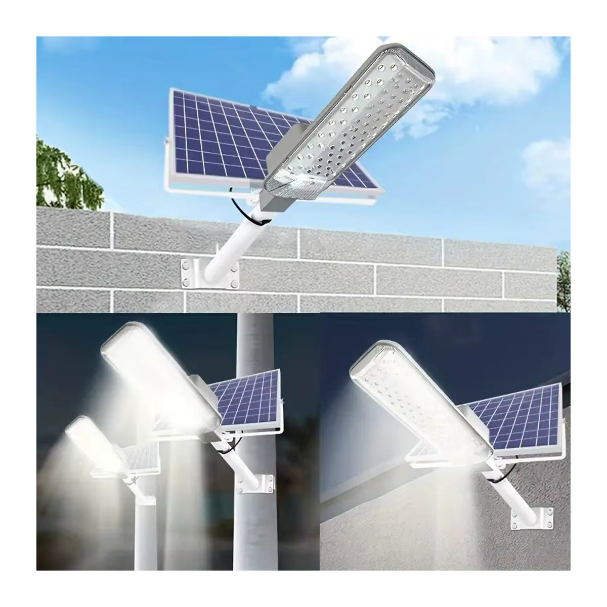 YQCHEZI Solar-Straßenlaterne für den Außenbereich in Silber, moderne wasserdichte Solarleuchte mit hoher Helligkeit und Weitwinkel-Beleuchtung - Bild 4