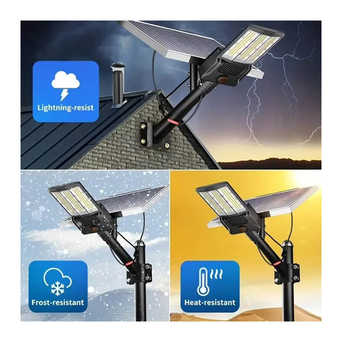 YQCHEZI Solar-Straßenlaterne LED 8000W Schwarz für Außenbereich und Parkplätze - Bild 2
