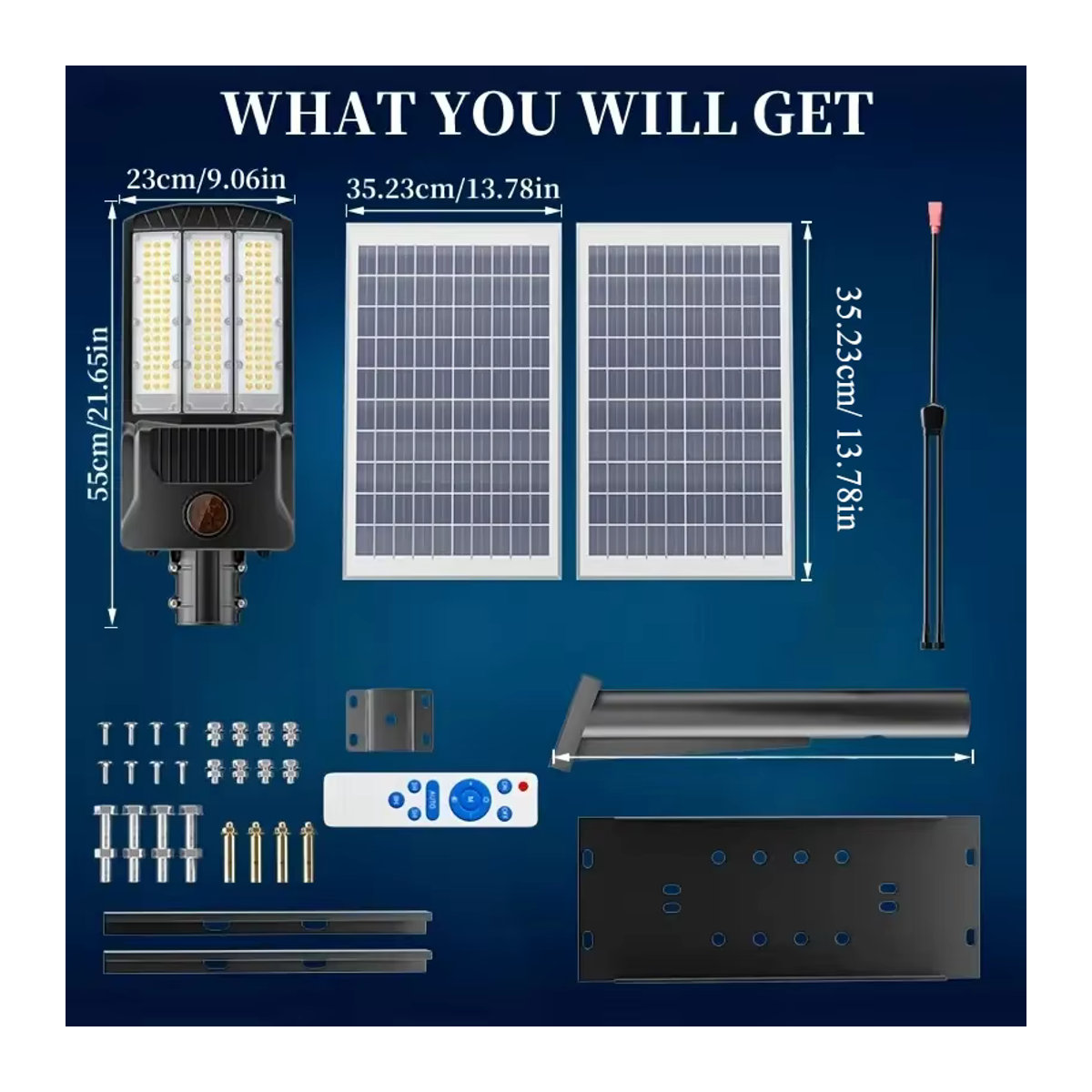 YQCHEZI Solar-Straßenlaterne LED 8000W Schwarz für Außenbereich und Parkplätze - Bild 4