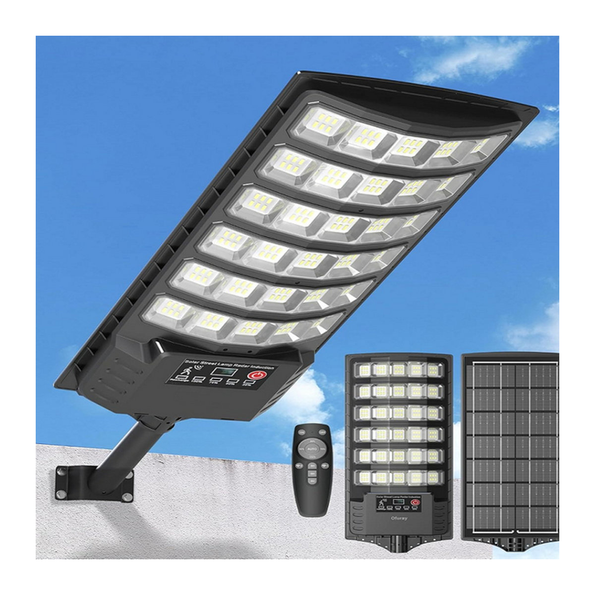 YQCHEZI Solar-Straßenlaterne LED Schwarz Modern mit Bewegungssensor und 50.000 lm Weitwinkel-Licht für den Außenbereich wasserdicht - Bild 1
