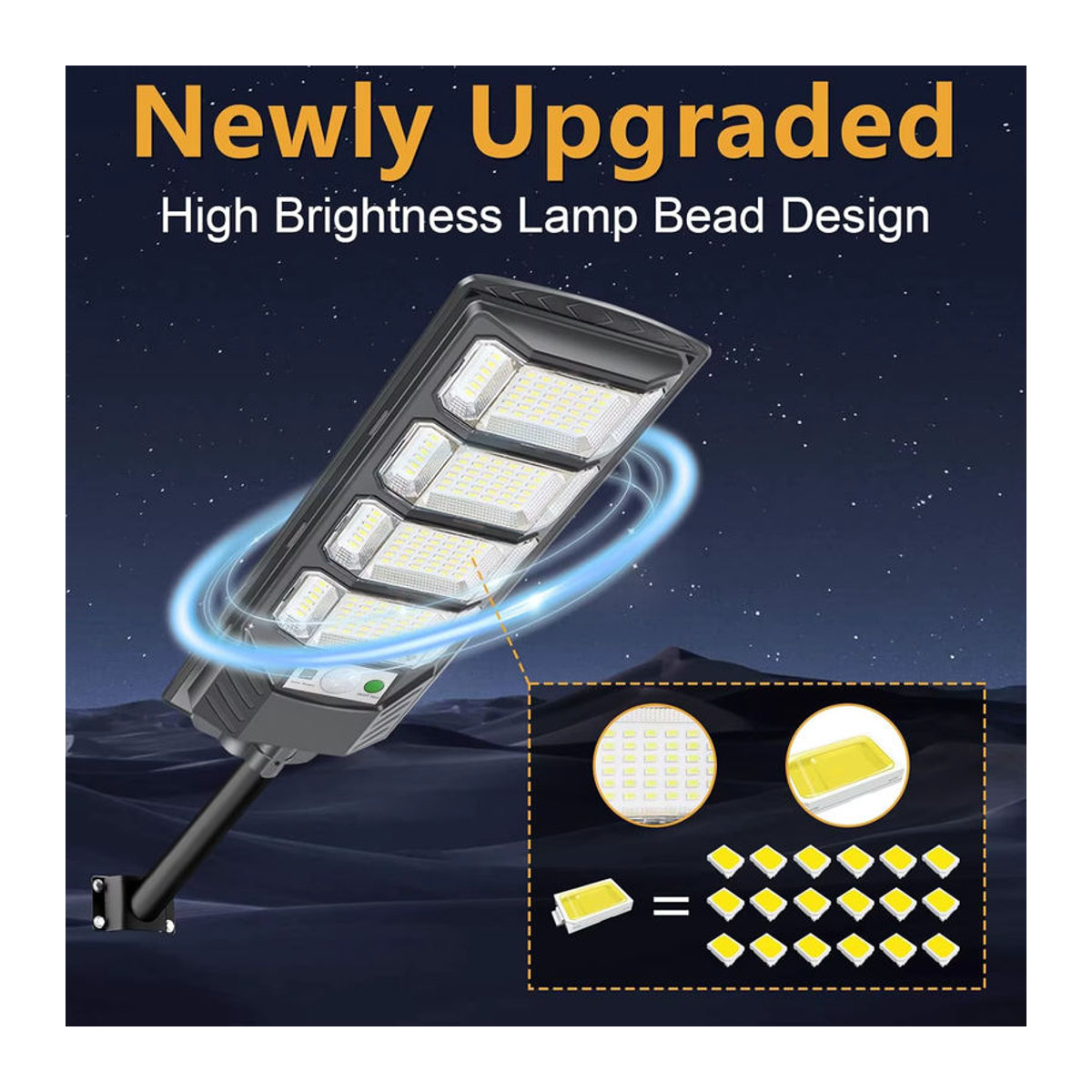YQCHEZI Solarleuchte LED Outdoor Solar-Straßenlampe Schwarz - Bild 4