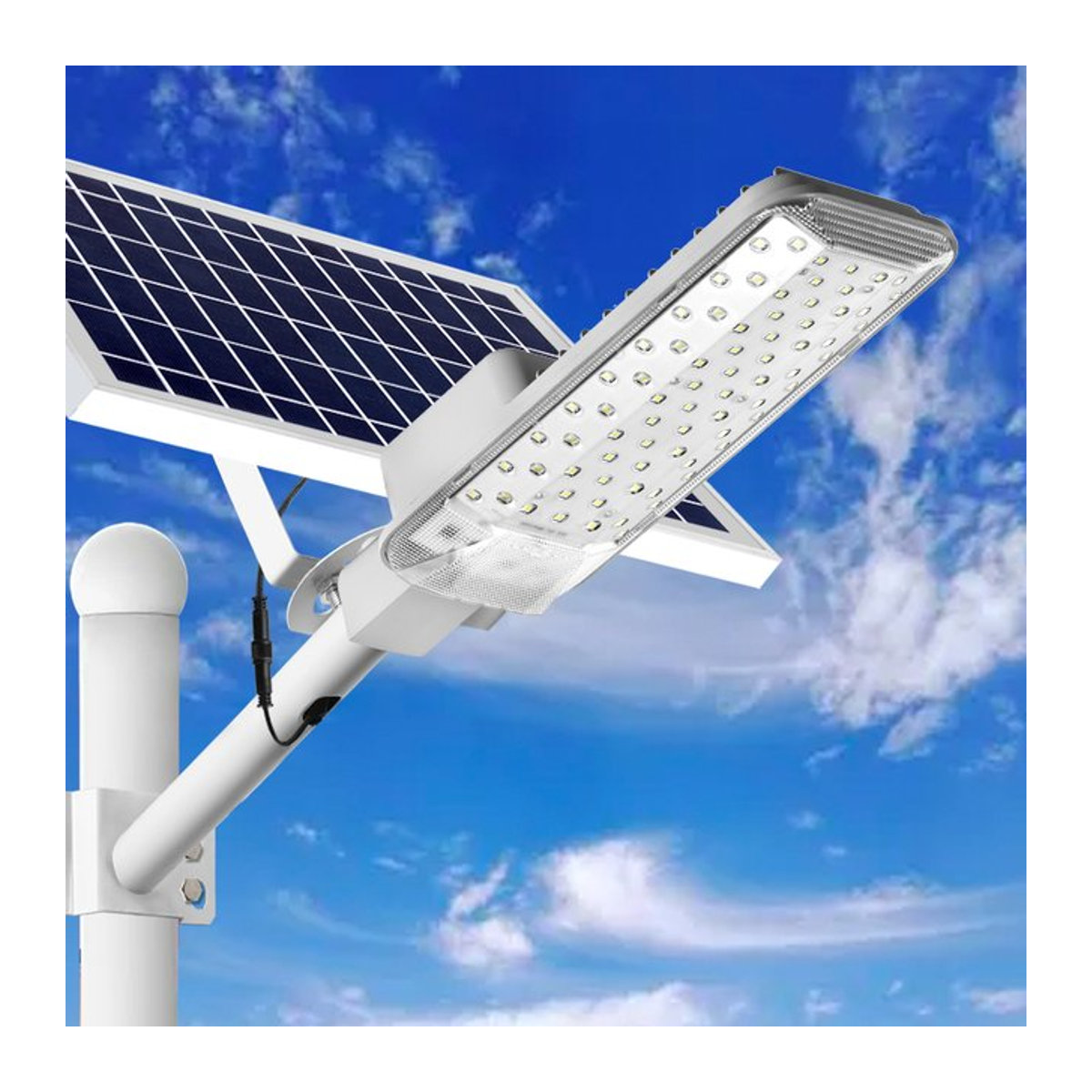 YQCHEZI Solarleuchte LED Straßenlaterne in Weiß mit kaltweißem Licht 6500 K und wasserdichtem Design für den Außenbereich - Bild 1