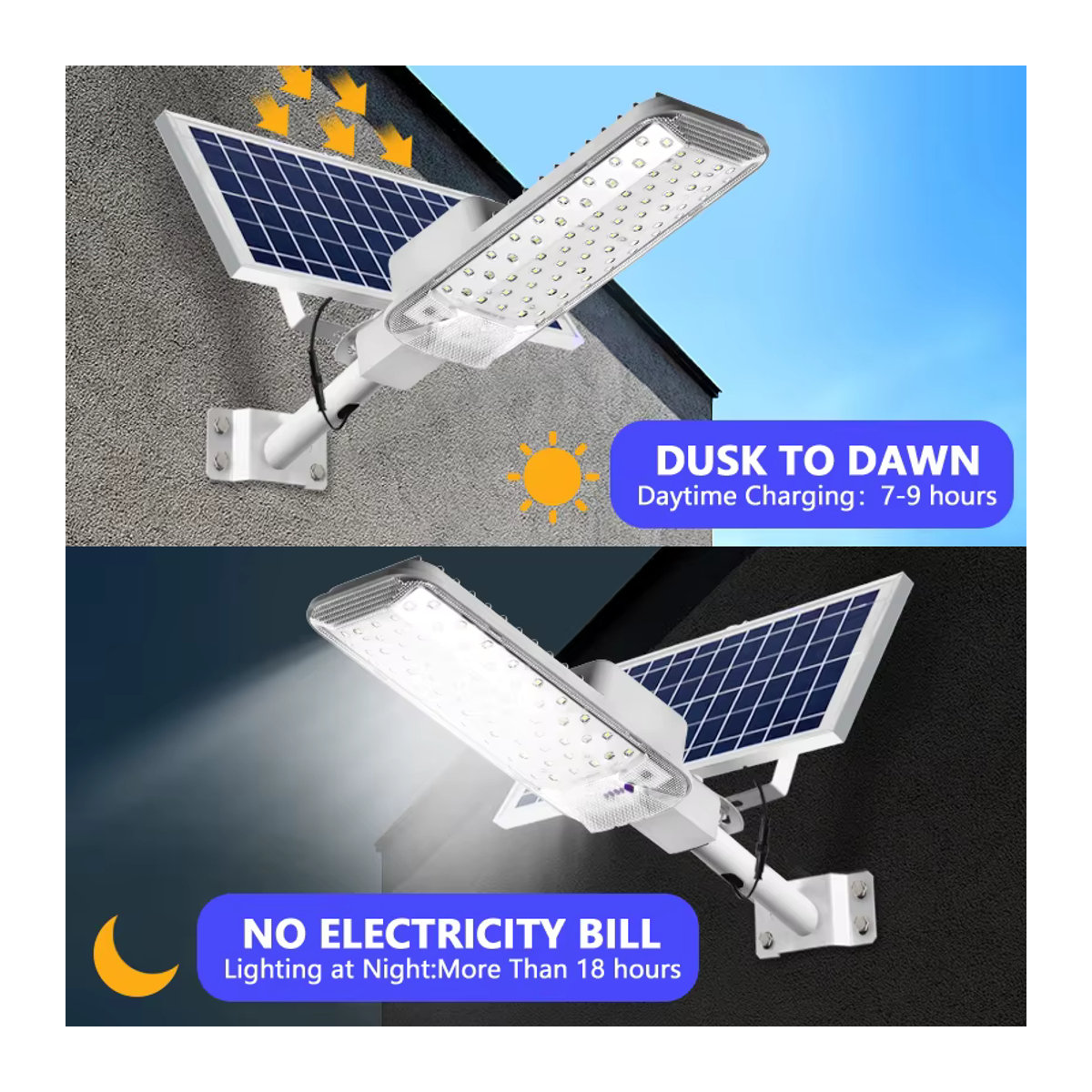 YQCHEZI Solarleuchte LED Straßenlaterne in Weiß mit kaltweißem Licht 6500 K und wasserdichtem Design für den Außenbereich - Bild 3