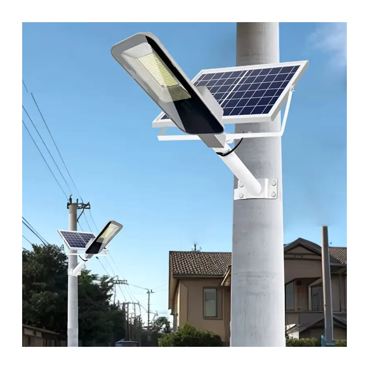 YQCHEZI Solarleuchte Modern Schwarz mit 6000 mAh und Dämmerungssensor für Außenbereich, Garten und Garage - Bild 2
