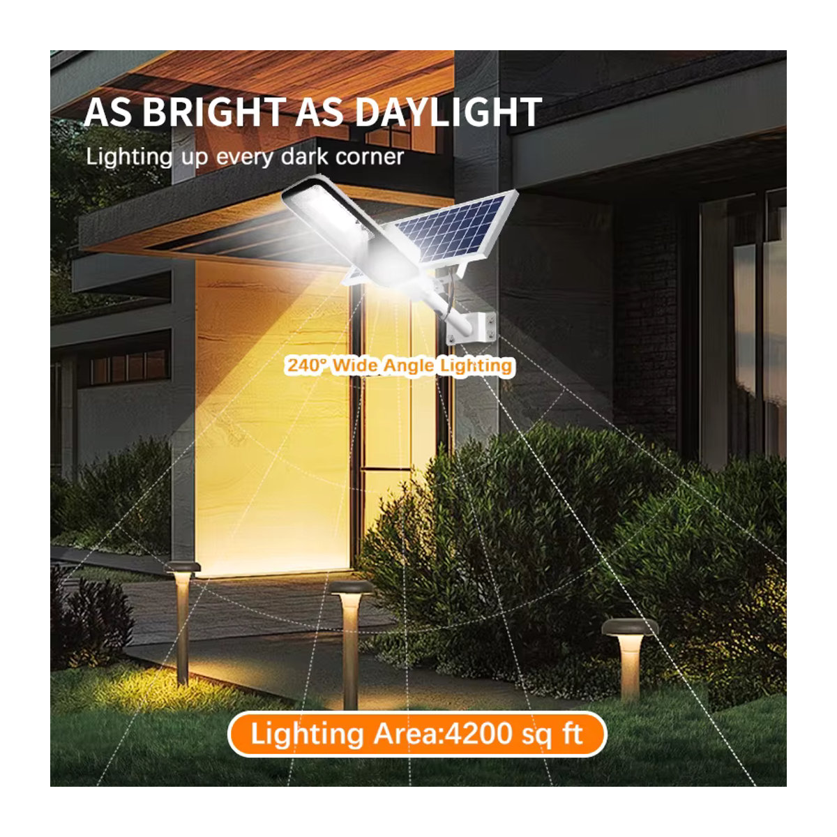 YQCHEZI Solarleuchte Modern Schwarz mit 6000 mAh und Dämmerungssensor für Außenbereich, Garten und Garage - Bild 5