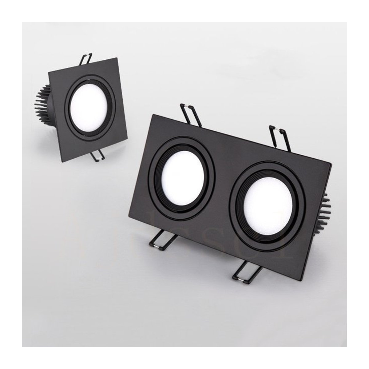 YQMHCXKS LED-Downlight Schwarz Quadratische Deckenleuchte Dimmbares COB-Spotlicht 20 W Minimalistischer Einbaustrahler für die Innenbeleuchtung - Bild 1