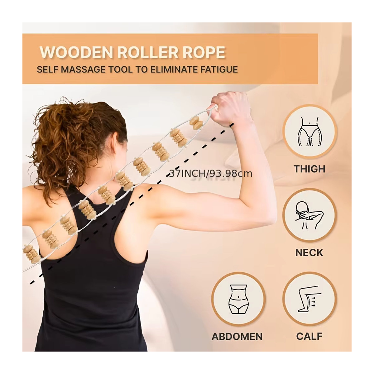YQQGD Massageroller aus Naturholz mit 12 Rollen und 360 Grad Rotation zur Muskelentspannung und Körperformung - Bild 2