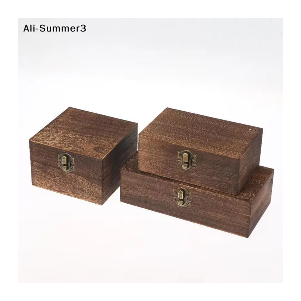 Ys Vintage Holzkiste mit Deckel und Scharnier, quadratische Aufbewahrungsbox aus Holz in Braun für Schmuck und Bastelarbeiten - Bild 5