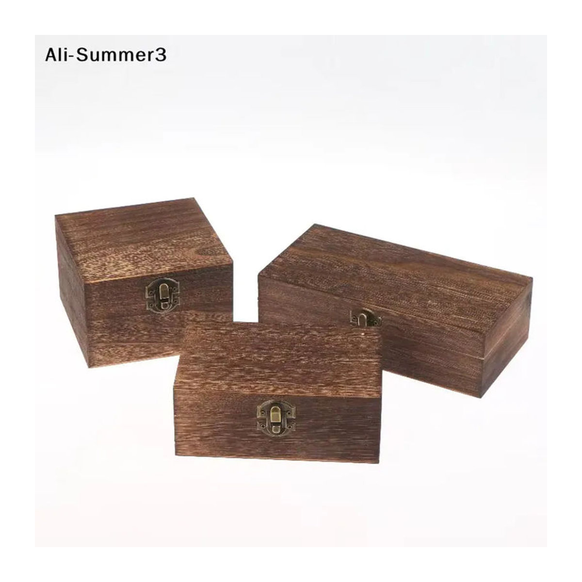 Ys Vintage Holzkiste mit Deckel und Scharnier, quadratische Aufbewahrungsbox aus Holz in Braun für Schmuck und Bastelarbeiten - Bild 6