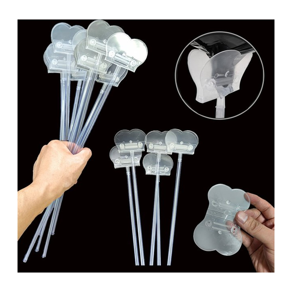YSOIHF Ballon-Ständer mit Clip und Basis aus Kunststoff, transparent, für Tisch-Dekoration bei Geburtstag, Hochzeit oder Baby Shower - Bild 1