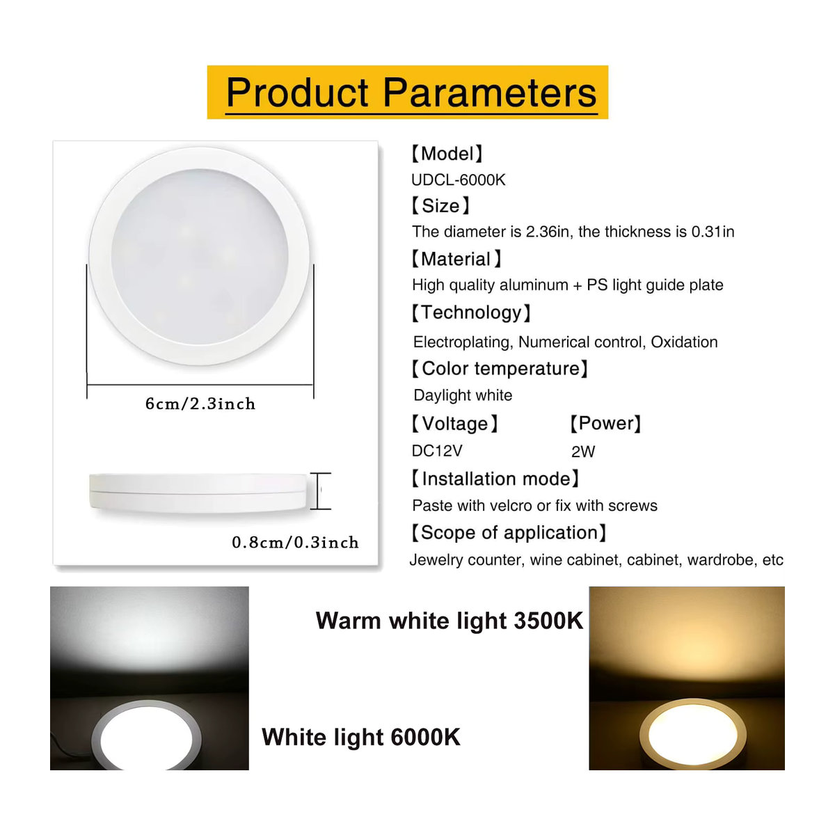 YSRSAI Tuya WiFi LED Möbelbeleuchtung Warmweiß, dimmbare Puck-Leuchten für Küchenzeile und Kleiderschrank, Weiß - Bild 3