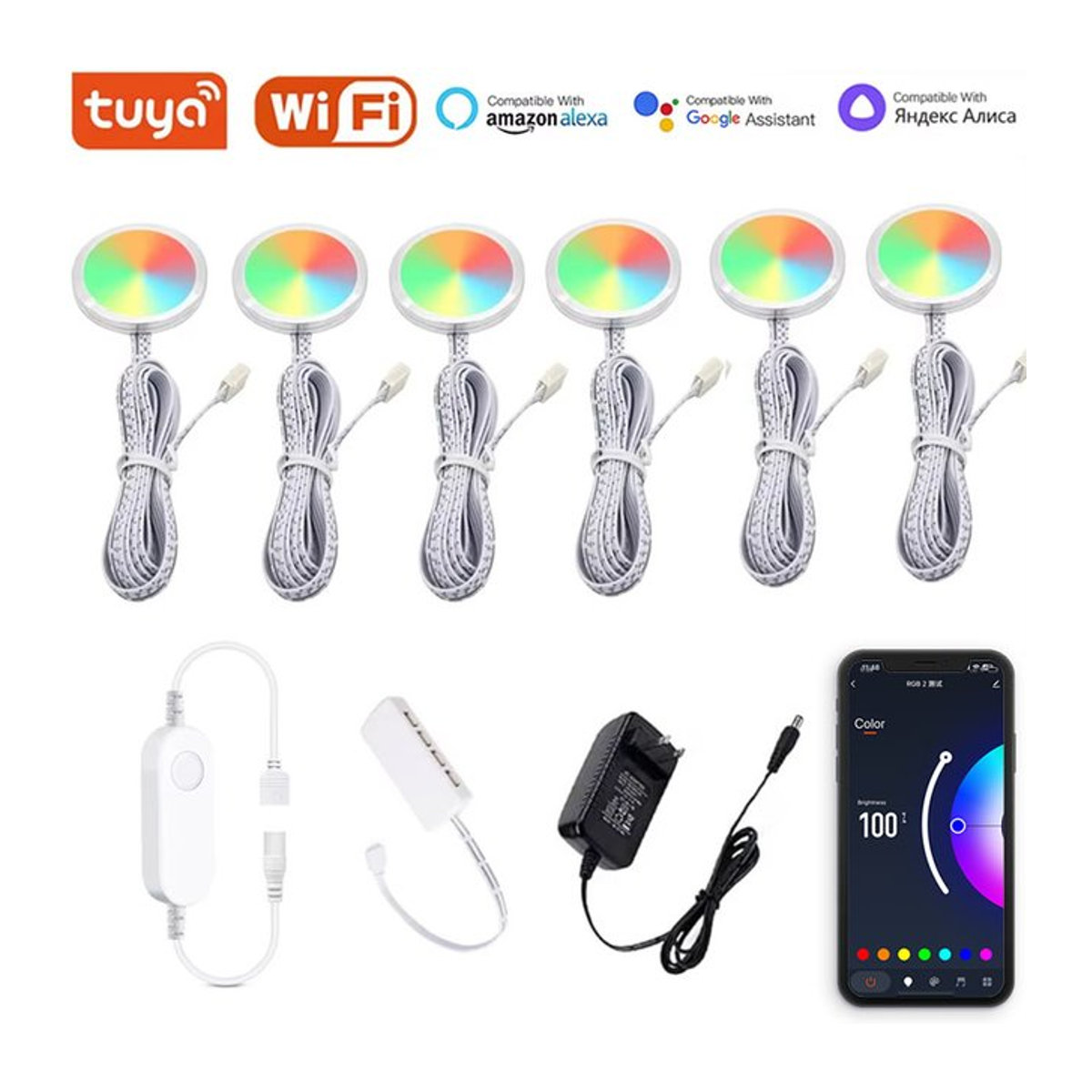 YSRSAI Tuya WIFI RGB LED Unterbauleuchte dimmbar für Möbelbeleuchtung in Bunt - Bild 1