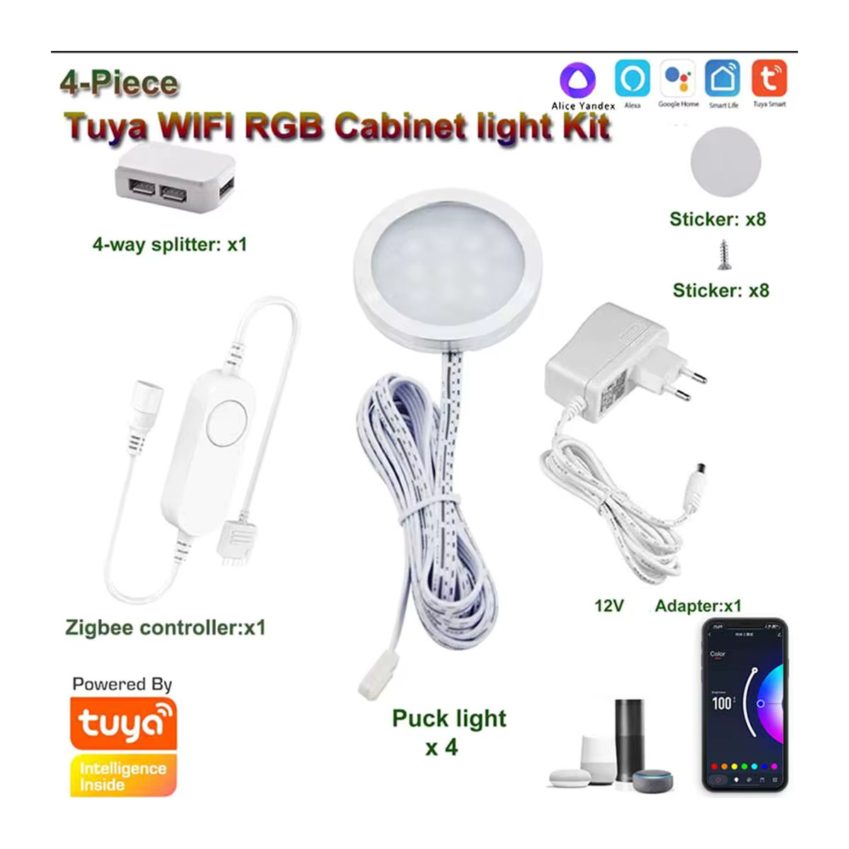 YSRSAI Tuya WIFI RGB LED Unterbauleuchte dimmbar für Möbelbeleuchtung in Bunt - Bild 2