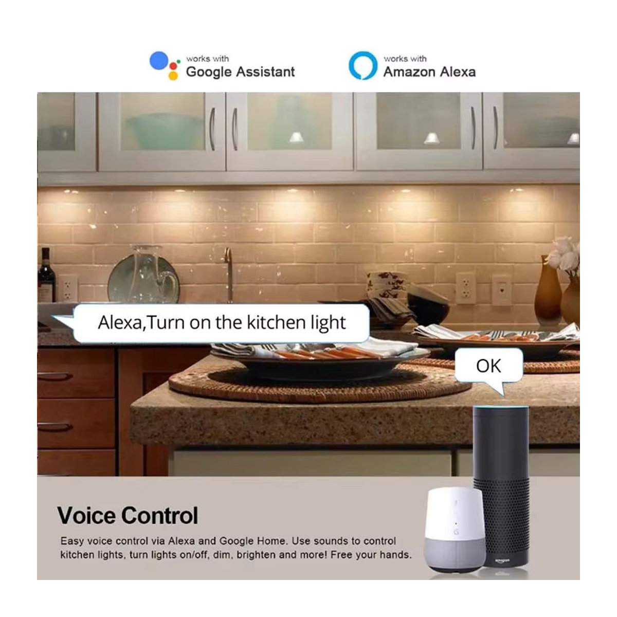 YSRSAI Zigbee 3.0 Runde Schranklampe Weiß, Dimmbare Möbelbeleuchtung mit Tuya App und Sprachsteuerung für Alexa und Google, DC12V - Bild 3