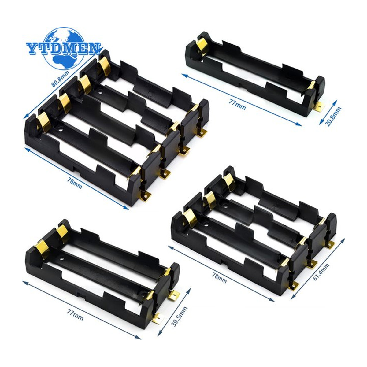 YTDMEN SMT-Batteriehalter 18650 SMD-Batteriekasten Aufbewahrungsbox mit Bronzestiften in Schwarz - Bild 1