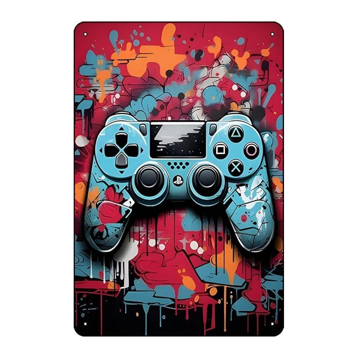 Ytosoful Buntes Neon-Gamepad Metallschild als Aquarell-Wanddekoration in Mehrfarbig - Bild 1