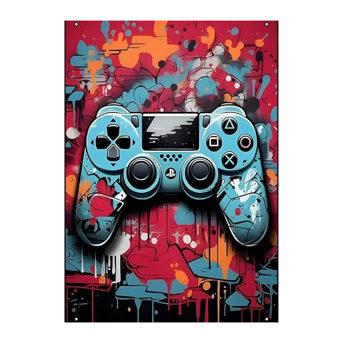 Ytosoful Buntes Neon-Gamepad Metallschild als Aquarell-Wanddekoration in Mehrfarbig - Bild 2