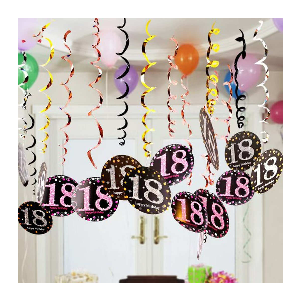 YTYIN 6er Set Hängende Party-Swirl-Banner für Geburtstag und Jahrestag, Mehrfarbig - Bild 1