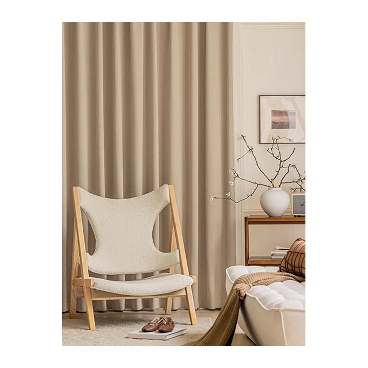 Yuelong Verdunkelungsvorhänge aus Chenille in Cremefarben für dein Schlafzimmer - Bild 4