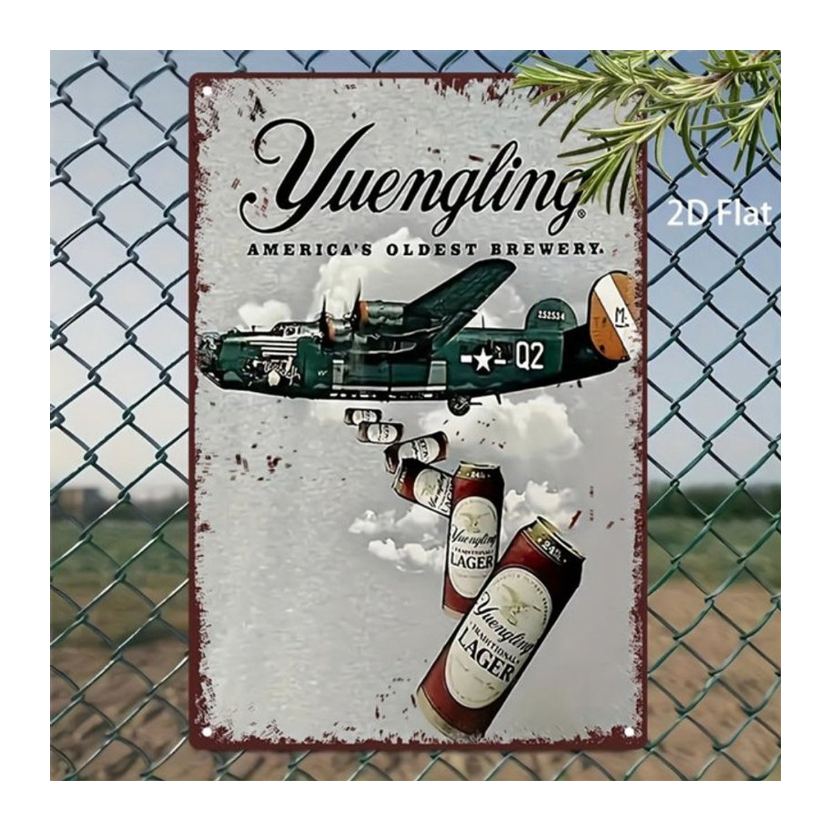 Yuengling Vintage Metallblechschild mit Flugzeugen und Typografie, mehrfarbige Retro-Wanddekoration, B/H: 30 x 20 cm - Bild 1