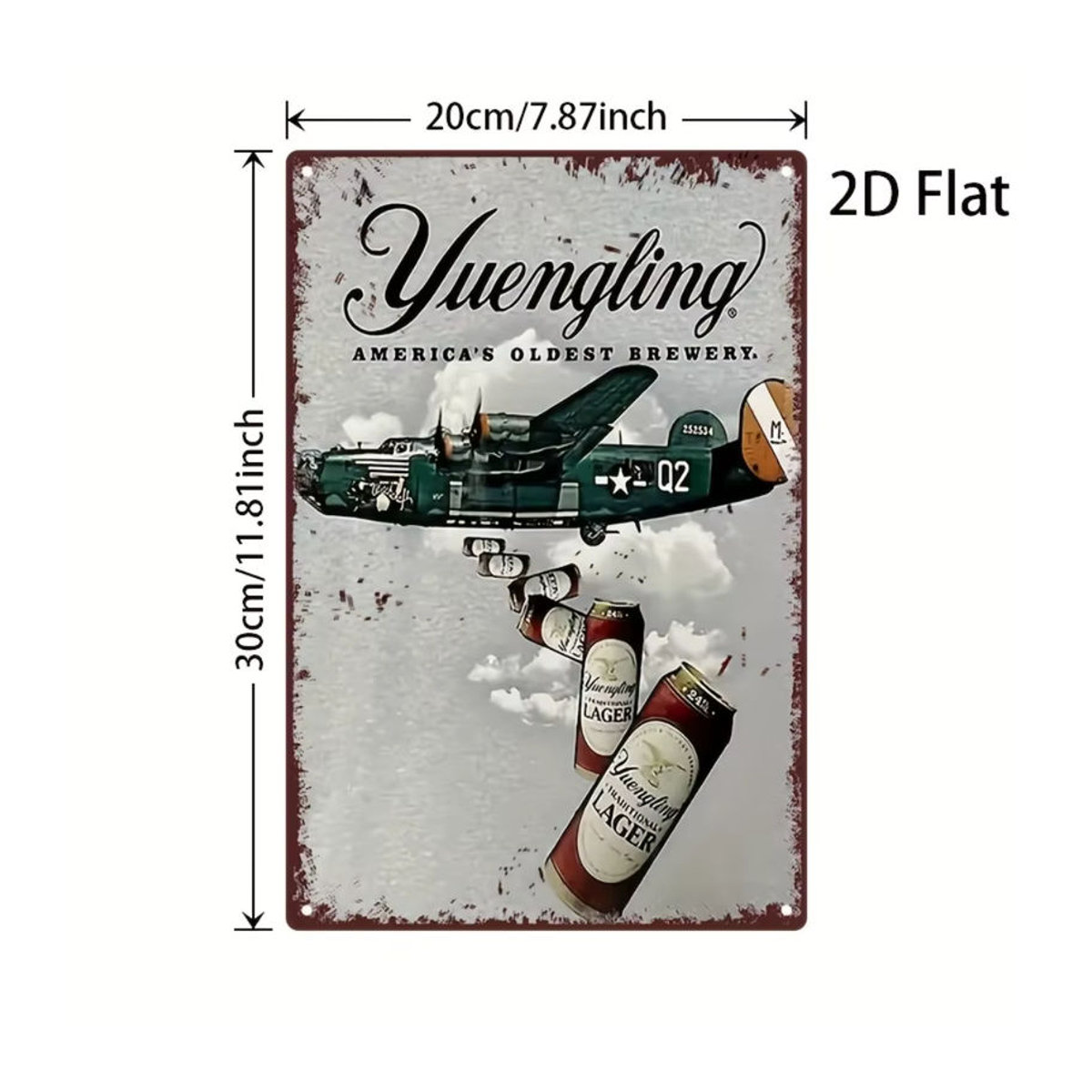 Yuengling Vintage Metallblechschild mit Flugzeugen und Typografie, mehrfarbige Retro-Wanddekoration, B/H: 30 x 20 cm - Bild 2