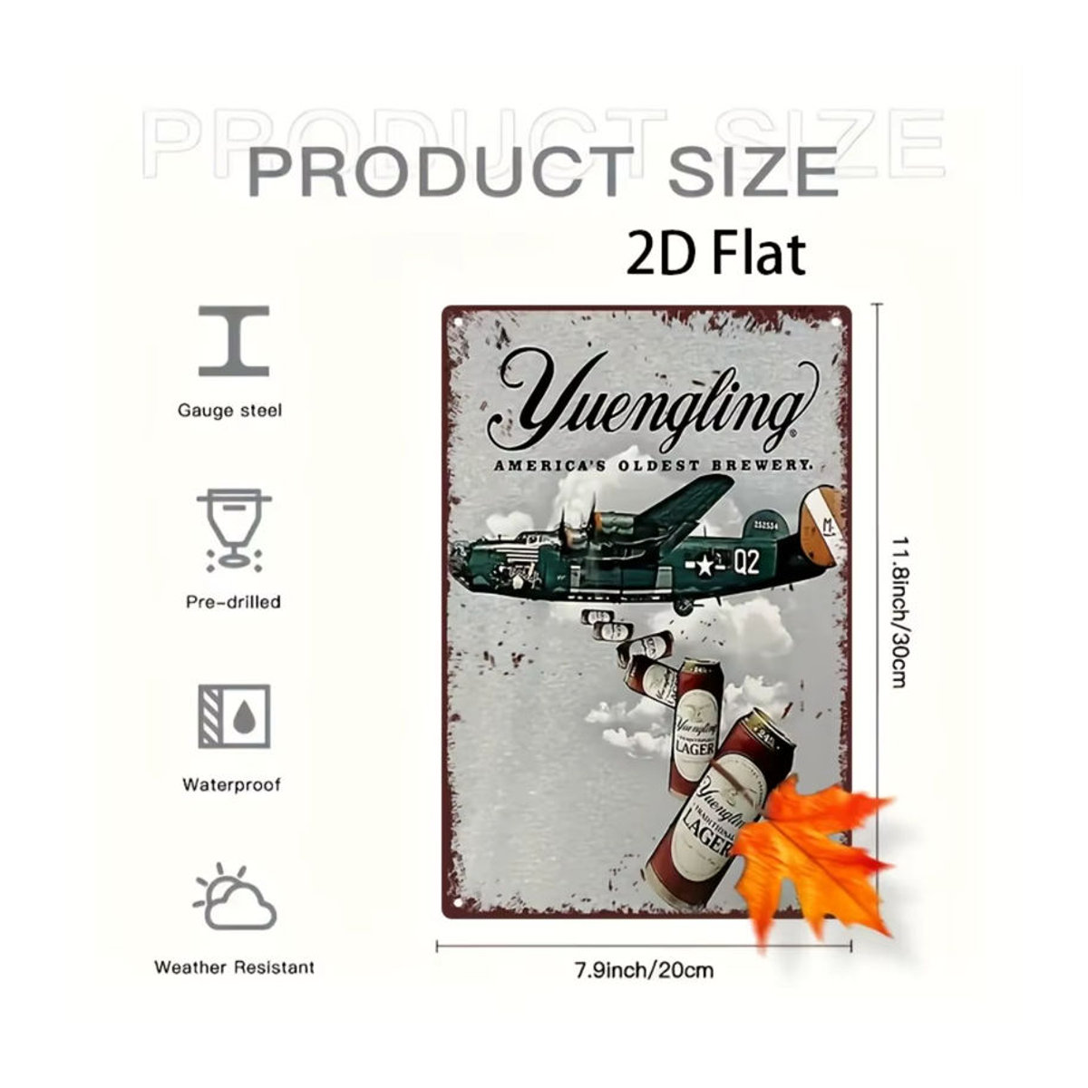 Yuengling Vintage Metallblechschild mit Flugzeugen und Typografie, mehrfarbige Retro-Wanddekoration, B/H: 30 x 20 cm - Bild 3