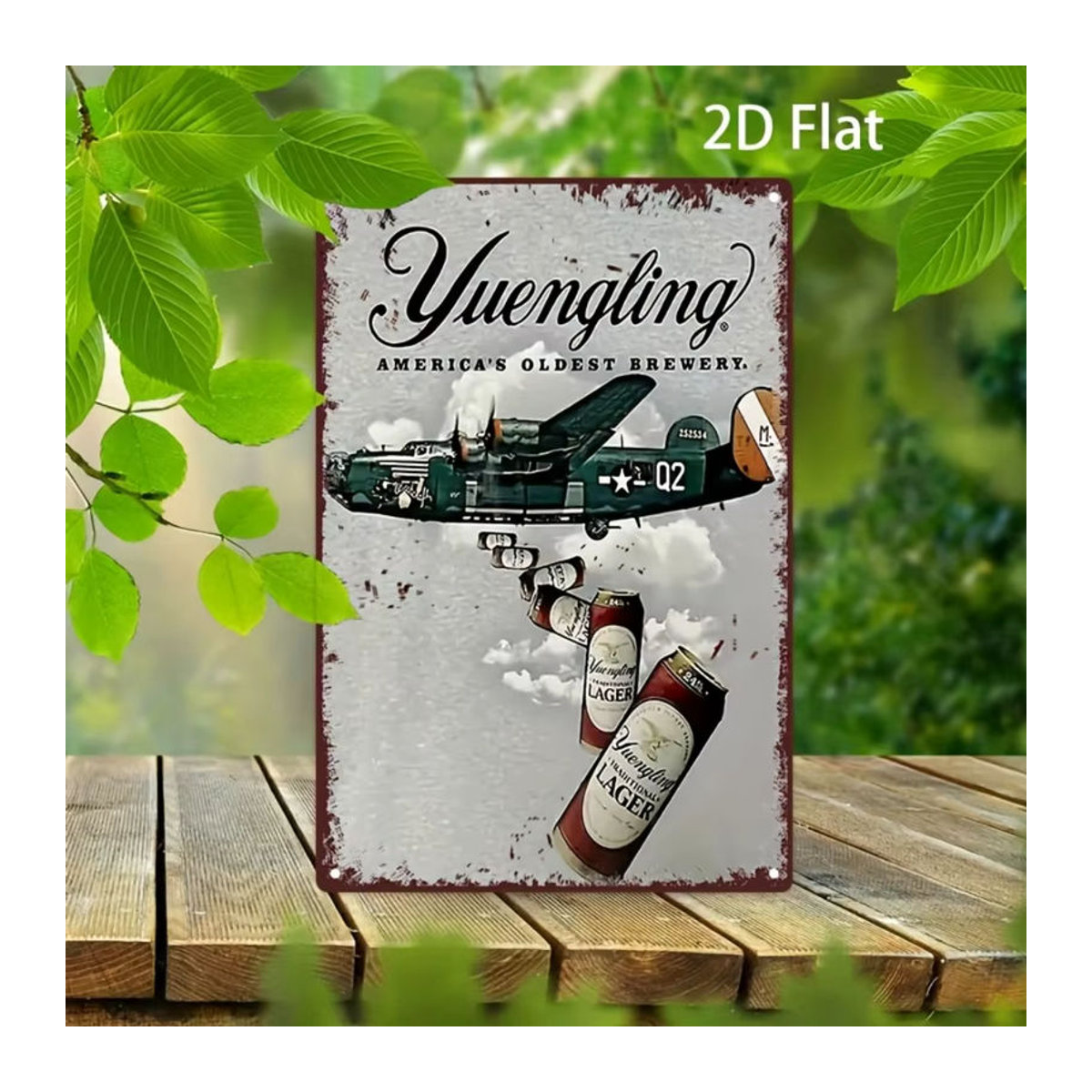 Yuengling Vintage Metallblechschild mit Flugzeugen und Typografie, mehrfarbige Retro-Wanddekoration, B/H: 30 x 20 cm - Bild 5