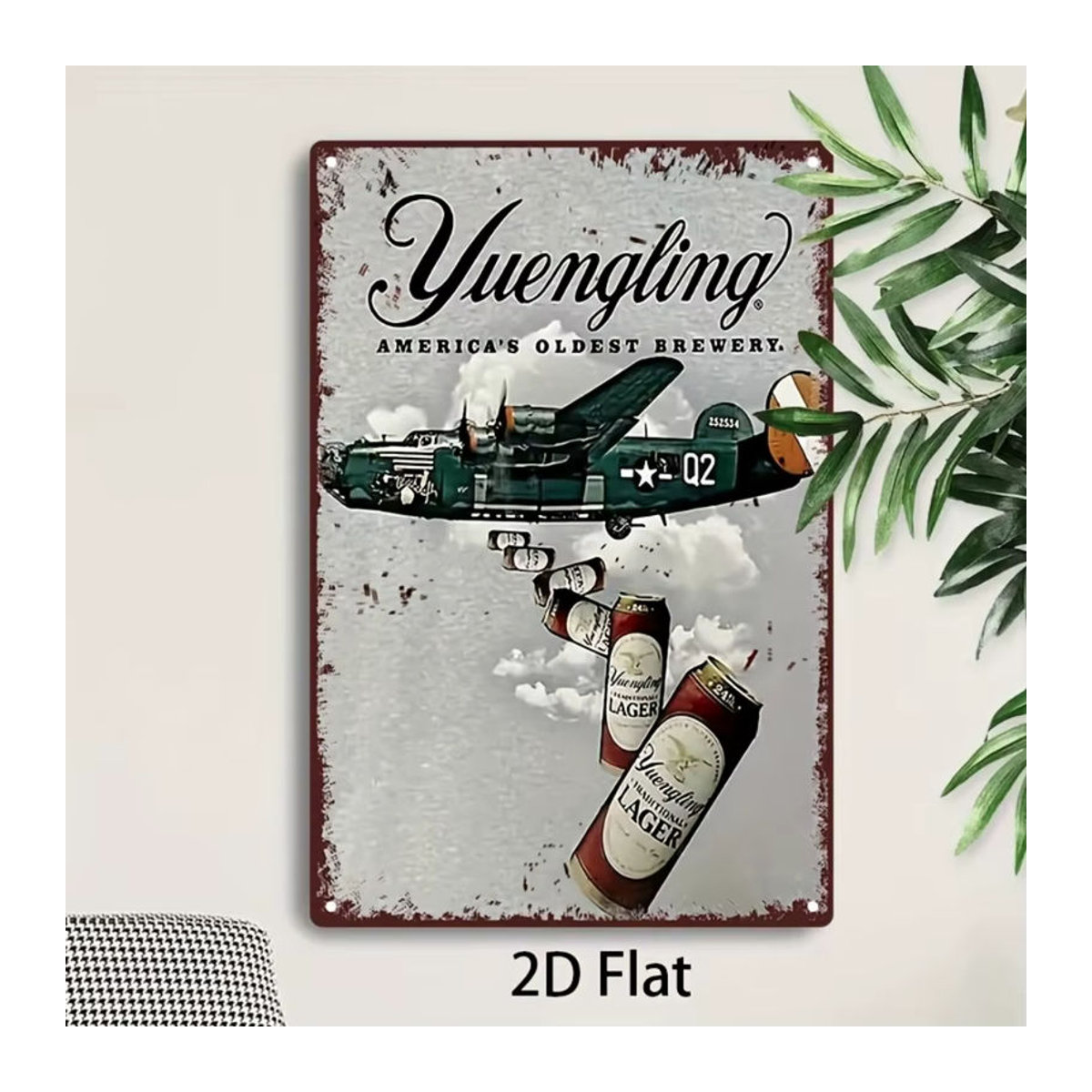 Yuengling Vintage Metallblechschild mit Flugzeugen und Typografie, mehrfarbige Retro-Wanddekoration, B/H: 30 x 20 cm - Bild 6