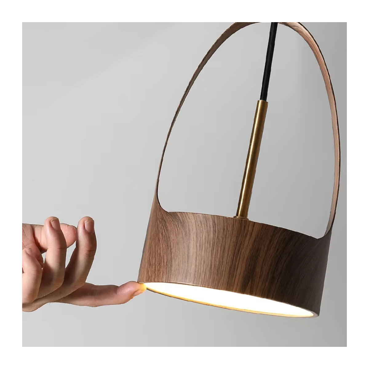 YUENSLIGHTING Moderne Pendelleuchte im skandinavisch-chinesischen Design mit LED und Nussbaum-Optik - Bild 5